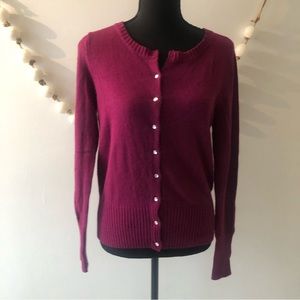 Old Navy Eggplant Button-up Cardigan Women's XL Rhinestone Buttons